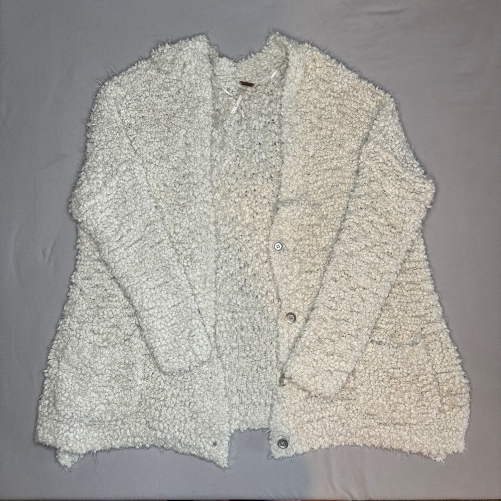 Free People White Fuzzy Cardigan Size Small